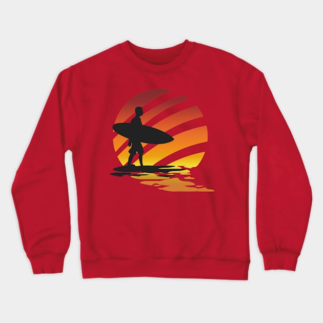 Surfing Sunrise Crewneck Sweatshirt by CreatenewARTees